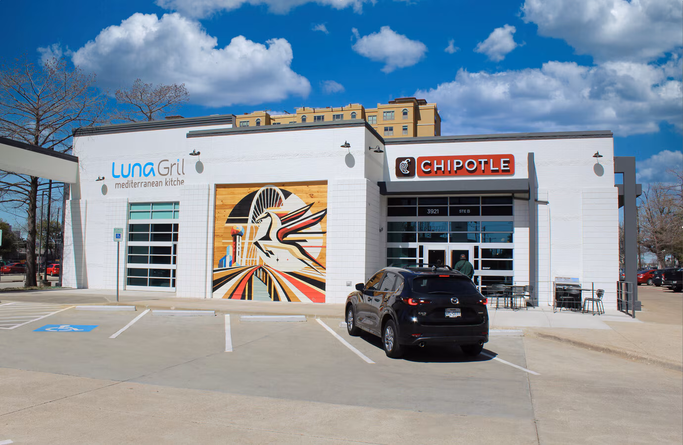 Commercial building exterior suited for storefront or office build-out